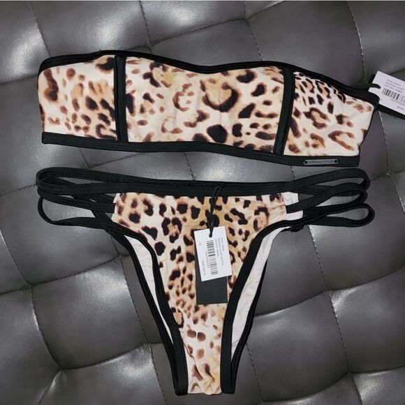 Kendal & Kylie Cagey Strappy Bandeau 2 piece Bikini low rise bottom Xsmall - Picture 8 of 13
